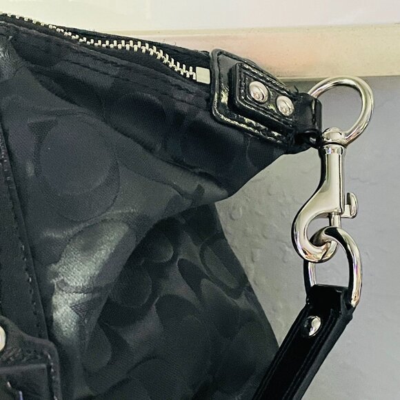 COACH Ashley Satchel Black Signature Jacquard Leather Silver Hardware - Picture 10 of 11